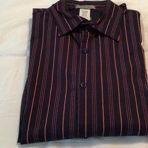 Stripe long sleeves polo shirt medium size